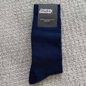 Men's Dark Blue Textured Dress Socks